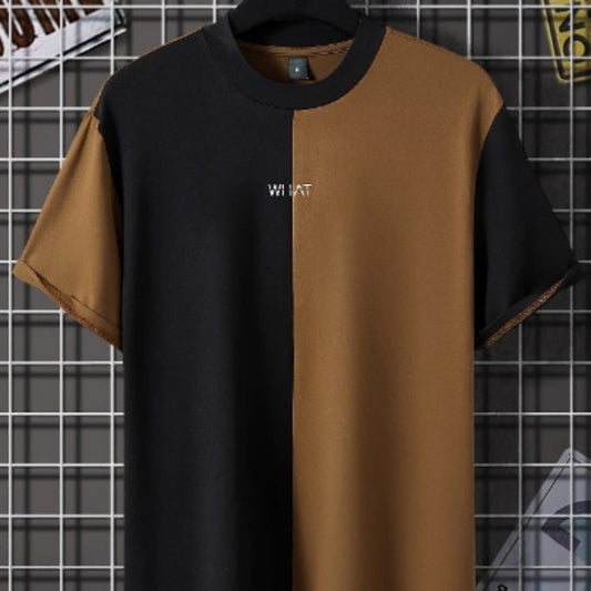 Men's 3D Effect Color Matching Short Sleeve Fashion Round Neck