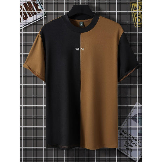 Men's 3D Effect Color Matching Short Sleeve Fashion Round Neck